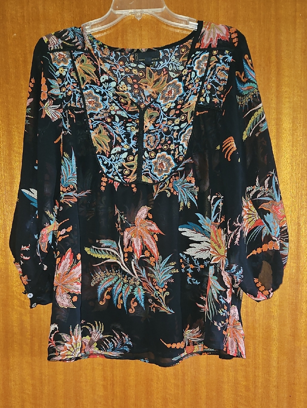 Buffalo David Bitton Black Floral Paisley Blouse
